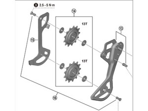 Shimano XTR rulltrissor och ytterplatta SGS till bakväxel modell RD-M9260-11L