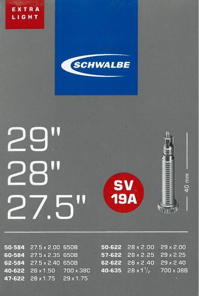 Schwalbe slang 29" extra light 140g racerventil 700x40-62
